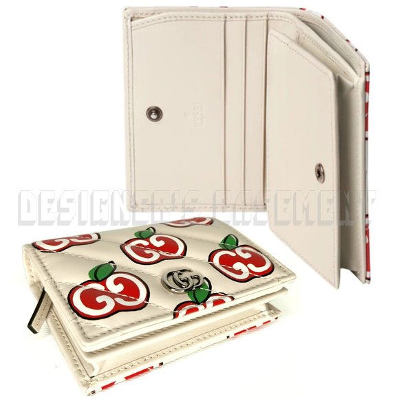 GUCCI white Matelasse quilted GG APPLE leather MARMONT GG logo snap MINI wallet - Picture 5 of 5